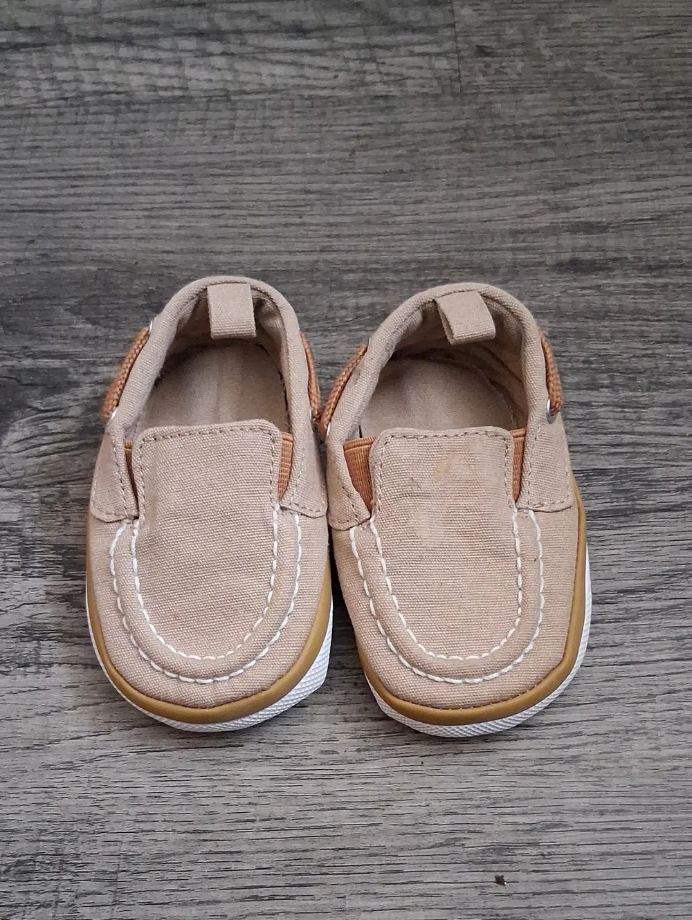 Infant Beige Canvas Infant Baby Slip-On Shoes